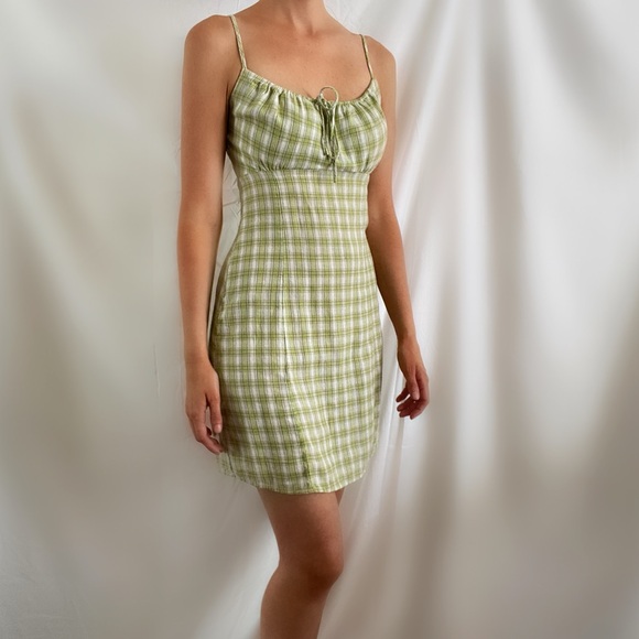 Brandy Melville Dresses & Skirts - Brandy Melville John Galt green plaid cami mini dress small summer